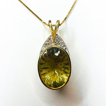 Load image into Gallery viewer, REAL 14k YELLOW GOLD 4.2cttw Oval Cut Natural Lemon Citrine Necklace 16&quot; 5.6g
