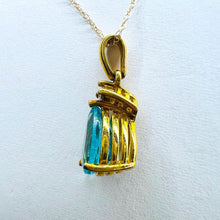 Load image into Gallery viewer, 10k Solid Gold 1.25ct Paraiba Apatite &amp; Diamond Necklace 18&quot; Vintage Luxury 1.5g
