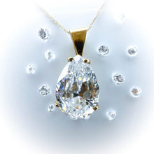 Load image into Gallery viewer, 10k Yellow Gold Necklace 19&quot; 9.2CT Lab Diamond Pear Cut Estate Find 3.1g Anniversary Gift for Wife Girlfriend Best Gift for Christmas
