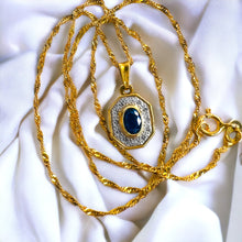 Load image into Gallery viewer, Antique 18k Yellow Gold 1/2ct Natural Sapphire Diamond Necklace 16&quot; French 2.4g
