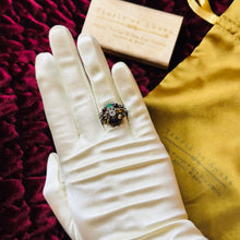 Load image into Gallery viewer, 14k Gold Harem Ring Size 8 Vintage Thai Princess Multi Gemstone Ring 4.9g
