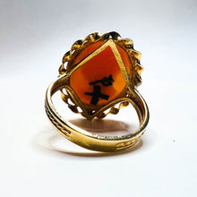 Load image into Gallery viewer, 14k Yellow Gold Antique Carved Shell Cameo Diamond Size 6 Ring Vintage 3.7g
