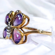 Load image into Gallery viewer, 10k Yellow Gold 1.25ct Natural Amethyst Butterfly Ring Size 7 Amethyst Ring 2.2g

