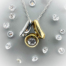 Load image into Gallery viewer, White Topaz Necklace 16&quot; 14k Two Tone Gold Estate Vintage Minimalist Style 1.8g
