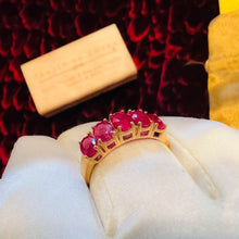 Load image into Gallery viewer, 10k Yellow Gold Natural Ruby Ring Size 9.25 3.35 CTTW Rubies Vintage Estate 2.9g

