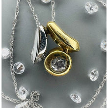 Load image into Gallery viewer, White Topaz Necklace 16&quot; 14k Two Tone Gold Estate Vintage Minimalist Style 1.8g
