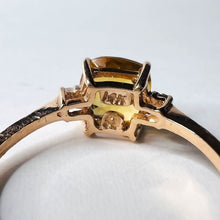 Load image into Gallery viewer, 14k Yellow Gold 1.5ct Citrine Diamond Ring Size 7 Vintage Cushion Cut 3 Stone 2g Natural Citrine Ring Anniversary Gift for Wife Estate
