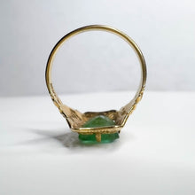 Load image into Gallery viewer, 10k Yellow Gold Antique Emerald Ring Size 5 Natural Emerald 1.5CTTW Vintage Ring
