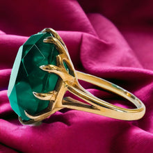 Load image into Gallery viewer, 10k Yellow Gold ANTIQUE Emerald Ring Size 6 Large 13CTTW Claw Prong Vintage
