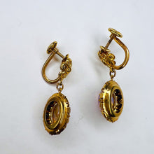Load image into Gallery viewer, Antique 10k Gold Pink Opal Earrings Victorian Screwback Dangle Claw Prong 2.8g
