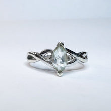 Load image into Gallery viewer, 10k White Gold Aquamarine 1/2 CT T.W. Diamond Engagement Ring Set Twist Sz 7
