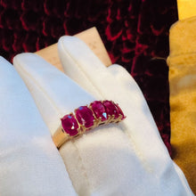 Load image into Gallery viewer, 10k Yellow Gold Natural Ruby Ring Size 9.25 3.35 CTTW Rubies Vintage Estate 2.9g
