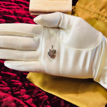 Load image into Gallery viewer, 14k White Gold Heart Photo Locket Necklace Natural Diamond Necklace 18.5&quot; 2.3g
