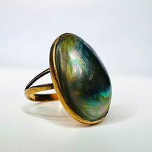 Load image into Gallery viewer, 10k Yellow Gold Antique Black Pearl Blister Mabe Pearl Ring Size 2.5 Victorian
