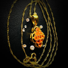 Load image into Gallery viewer, 10k Yellow Gold Opal Necklace 18&quot; .35CT Estate Jewelry Orange Mexican Opal 1.8g
