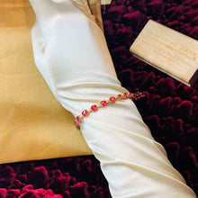 Load image into Gallery viewer, 10k Yellow Gold Padparadscha Sapphire Tennis Bracelet 7.25&quot; 18.5ct Diamonds 9.4g
