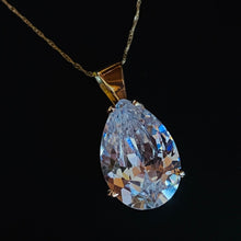 Load image into Gallery viewer, 10k Yellow Gold Necklace 19&quot; 9.2CT Lab Diamond Pear Cut Estate Find 3.1g
