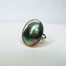 Load image into Gallery viewer, 10k Yellow Gold Antique Black Pearl Blister Mabe Pearl Ring Size 2.5 Victorian
