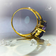Load image into Gallery viewer, Amethyst Ring 10k Yellow Gold Size 6.75 Heart Cut Gems 1.8ct Promise Ring 2.6g
