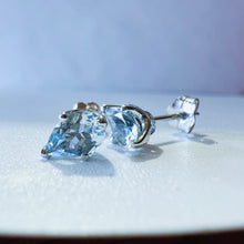 Load image into Gallery viewer, Aquamarine Earrings 10k White Gold Natural .62cttw Pear Cut Stud Teardrop Studs
