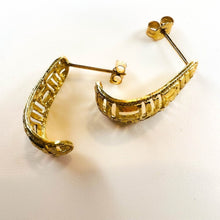 Load image into Gallery viewer, 10k Yellow Gold Weave Earrings J Hook Criss Cross Dangle Vintage Estate 1.6g
