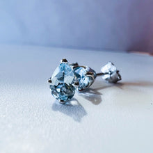 Load image into Gallery viewer, Aquamarine Earrings 10k White Gold Natural .62cttw Pear Cut Stud Teardrop Studs
