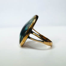 Load image into Gallery viewer, 10k Yellow Gold Antique Black Pearl Blister Mabe Pearl Ring Size 2.5 Victorian
