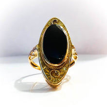 Load image into Gallery viewer, Antique 10k Yellow Gold Black Onyx Ring Size 5.25 Retro Estate Vintage 3g

