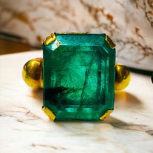 Load image into Gallery viewer, 10k Yellow Gold Antique Emerald Ring Size 5 3.5CTTW Natural Emerald Vintage Victorian Era 19th Century Ring
