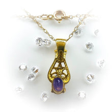Load image into Gallery viewer, Amethyst Necklace 18&quot; 10k Yellow Gold &amp; Diamond Fancy Necklace Estate 1.5g
