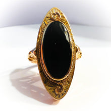 Load image into Gallery viewer, Antique 10k Yellow Gold Black Onyx Ring Size 5.25 Retro Estate Vintage 3g
