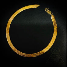 Load image into Gallery viewer, 10k Yellow Gold Herringbone Bracelet Greek Key Bracelet 7.25&quot; 4mm Wide 3.1g
