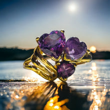 Load image into Gallery viewer, We also sell 10k, 18k, and 14k jewelry, engagement rings, wedding rings, promise rings, Christmas gifts, April birthstone rings, birthday gifts, fall fashion jewelry, diamond rings, diamonds, sapphire jewelry, ruby and emerald pendants, necklaces, bracelet, earrings, chain, luxury jewelry, and Valentines Day gifts Romantic Gift 10k Yellow Gold Heart Amethyst Ring Best Gift for Wife Anniversary Gift for Wife February Birthstone RIng
