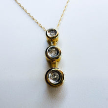 Load image into Gallery viewer, Diamond Necklace 18&quot; 10K Yellow Gold .15CT Journey Pendant Estate Vintage 1.3g
