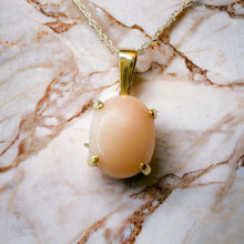 Load image into Gallery viewer, Antique Angel Skin Coral Necklace 16&quot; 14k Yellow Gold 1.3g Peach Vintage Pendant
