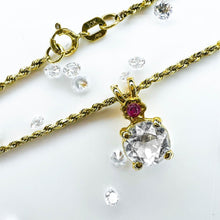 Load image into Gallery viewer, 10k Yellow Gold Ruby &amp; White Quartz Rope Bracelet 7&quot; Dainty Vintage Estate 2.3g
