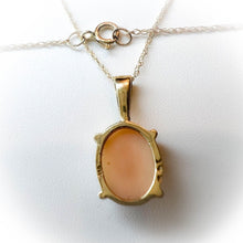 Load image into Gallery viewer, Antique Angel Skin Coral Necklace 16&quot; 14k Yellow Gold 1.3g Peach Vintage Pendant
