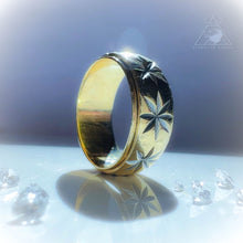 Load image into Gallery viewer, Antique 14k Yellow Gold Ring Size 4.75 Vintage Gold Band 7mm Star Design 4.6g
