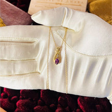 Load image into Gallery viewer, Amethyst Necklace 18&quot; 10k Yellow Gold &amp; Diamond Fancy Necklace Estate 1.5g
