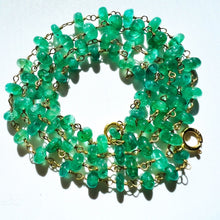 Load image into Gallery viewer, 14k Yellow Gold Natural Emerald Bead Station Necklace 25.5cttw 18&quot; Estate 4.9g
