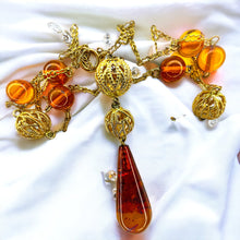 Load image into Gallery viewer, 14k Yellow Gold Baltic Amber Necklace TearDrop Lariat Necklace Vintage Filigree Ball engagement rings rings watch gold diamond choker wedding rings pearl jewellery promise rings earrings bracelet necklace cz silver jewelry stores diamond rings charms mens wedding bands pendant bangles gold chain beads jared jewelry diamond earrings Anniversary Gift for Wife Best GIft for Girlfriend Solid Gold
