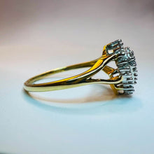 Load image into Gallery viewer, 10k Yellow Gold Diamond Ring Size 7 .20cttw Wedding Ring Pear Shaped Cluster Ring 1.8g
