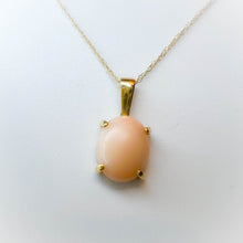 Load image into Gallery viewer, Antique Angel Skin Coral Necklace 16&quot; 14k Yellow Gold 1.3g Peach Vintage Pendant
