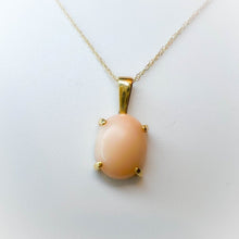 Load image into Gallery viewer, Antique Angel Skin Coral Necklace 16&quot; 14k Yellow Gold 1.3g Peach Vintage Pendant
